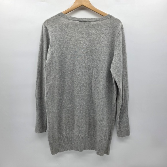 Eileen Fisher Sweater Womens Large Sequined V-neck Gray Organic Cotton/Cashmere - Picture 2 of 9